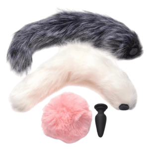 anal plug set with 3 interchangeable tails