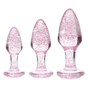 Pink Glitter Gem Anal Plug Set